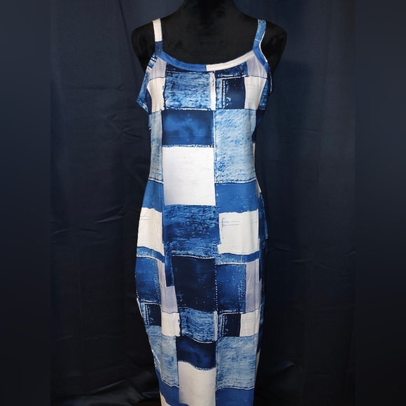 Dresses & Skirts - Blue and White Patchwork Dress